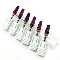 HYTOOS Fraise à ongles en carbure violet 5 en 1, fraises coniques pour manucure, outil d'élimination du gel et des acryliques, accessoires pour ongles
