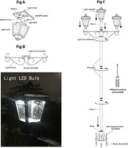 72" Solar Lamp Post <strong>Lights</strong> Outdoor, Triple-Head <strong>Street</strong> <strong>Vintage</strong> Solar Lamp Outdoor, Solar Post <strong>Light</strong> for Garden Lawn - Product Image 4