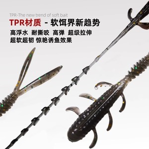 เหยื่อตกปลาแบบนิ่ม JQWNAJJUII1122 รูปทรงหางงู ขนาด 4 นิ้ว เหยื่อปลอมเลียนแบบหนอน สำหรับตกปลาแบส อุปกรณ์ตกปลา - Product Image 5