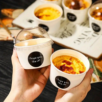 Impression personnalisée, emballage alimentaire de haute qualité, bol en papier pour crème glacée avec couvercle pour les marques de desserts glacés haut de gamme