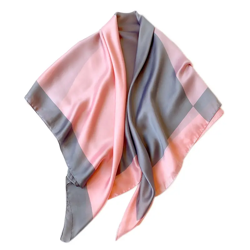 Japanese Korean Silk Scarf Women Large Square Spring Summer Sun Protection Sweet Simple Style Color Matching Fashionable