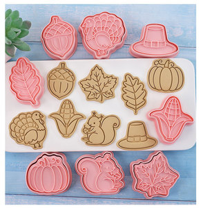 Besafe 8 miếng nhựa Tạ Ơn Cookie cắt và tem bí ngô Thổ Nhĩ Kỳ Maple Lá Sồi sóc Ngô acorn và mũ - Product Image 2