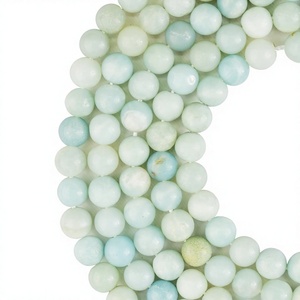 ALIZA AGATE EXPORTS Natural Amazonite 8mm Gemstone <b>Loose</b> <b>Beads</b> Smooth Polished Strand Aqua/Blue/Pale Green for Jewelry Making - Product Image 1