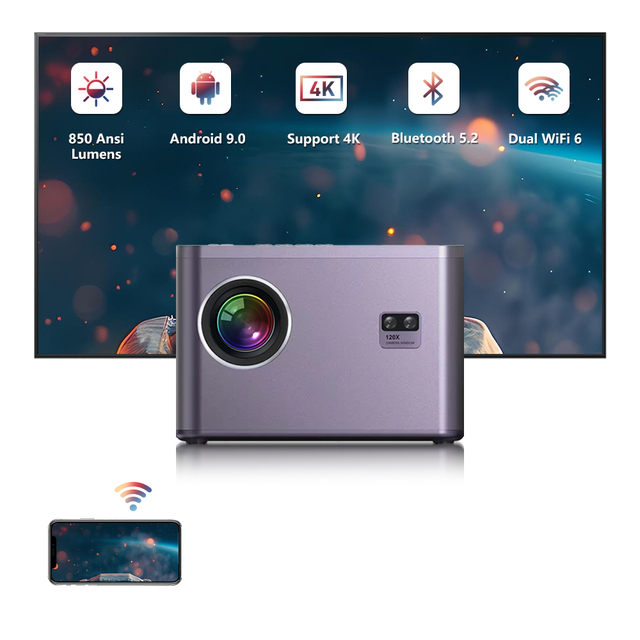 Popular Projector Fast Wireless Connection 4k HD Home Theater Smart Android Projector Wi-Fi Wireless Same Screen Projector