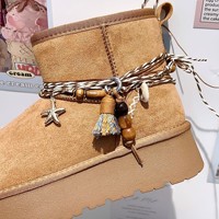 Nouveaux lacets de chaussures avec fleurs décoratives sur les chaussures - Franges perlées à la mode et créatives, pendentif de style ethnique