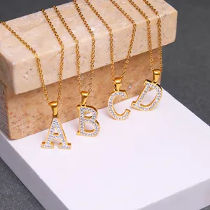 Ожерелье с буквами из нержавеющей стали A-Z, ожерелье с буквами алфавита, подарок на день рождения, ожерелье с буквами от лучшего друга, не потускнеет фианитами
