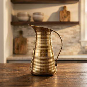Pichet à eau vintage en laiton avec poignée, vaisselle en métal, carafe décorative pour la cuisine - Product Image 5