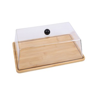 Bandeja transparente para exhibir pasteles, cubierta con madera de bambú, para hoteles, restaurantes, bocadillos, postres y frutas secas - Product Image 3