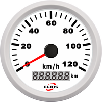 Velocímetro GPS Automático ECMS PMG3-WW-120KL con Carátula Blanca y Bisel Blanco de 85 mm, 0-120 km/h, para Barcos/Yates, Resistente al Agua IP67, 9-32 V