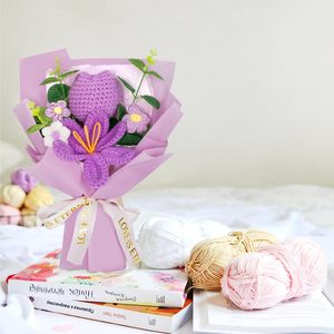 Bestseller: Bouquet di Fiori all'Uncinetto - Tulipani Realizzati per Regali di Laurea, Compleanno, Decorazione Casa (<span class=keywords><strong>Viola</strong></span>) - Product Image 4