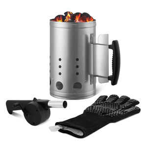 ملحق شواء شواء خارجي من الفولاذ المقاوم للصدأ مع مدخنة نار ولاعة ومقبض مريح - Product Image 2