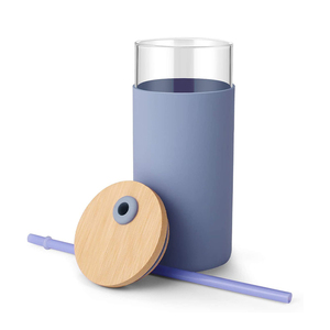 20oz Eco amistoso BPA libre de silicona manga protectora Borosili vaso vaso de agua botella de paja tapa de bamb. - Product Image 3