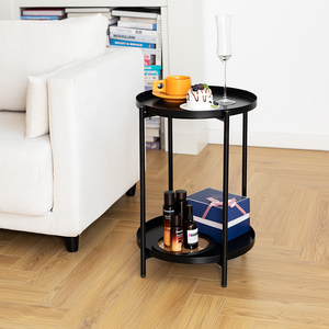 <span class=keywords><strong>Mesa</strong></span> lateral de metal de hierro <span class=keywords><strong>plegable</strong></span> de 2 capas moderna con bandeja <span class=keywords><strong>mesa</strong></span> de sofá extraíble para sala de estar dormitorio o uso en Hotel - Product Image 1