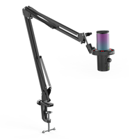 Kit de microphone à condensateur professionnel CMTECK XM560T RGB, microphones de jeu avec support de bras pour l'enregistrement de podcast, équipement de studio