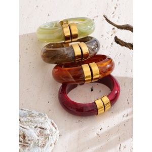 Mchic 3383 Stainless Steel Chunky Bangle Bracelet Thick <strong>Acrylic</strong> Multicolor Women Fashion <strong>Jewelry</strong> for Wholesale 66mm Gift - Product Image 4