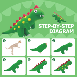 Kit de Pâte à Modeler Dinosaure T-Rex, Pâte à Modeler Ultra Légère à Séchage à l'Air Non Toxique, Jouet Éducatif DIY Fait Main, Cadeau pour Enfants 3+ Ans Garçons Filles - Product Image 3