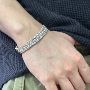 Custom 14k Solid Gold 3mm Lab Grown Diamond Brilliant Cut Classic Tennis <b>Bracelet</b> <b>Bangles</b> Filled Diamonds IGI Certified Jewelry - Product Image 3