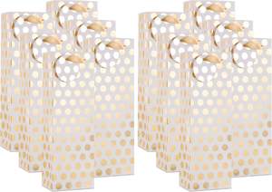 Sacs cadeaux de Noël en or métallisé pour champagne et vin, en gros, avec étiquette, sacs cadeaux pour bouteille unique à pois dorés pour les fêtes - Product Image 2