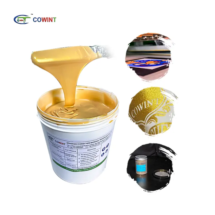 Cowint Water base indumento stampa stampa su serigrafia tshirt ink ovale lucido lamina d'<span class=keywords><strong>oro</strong></span> inchiostro per pasta di gomma