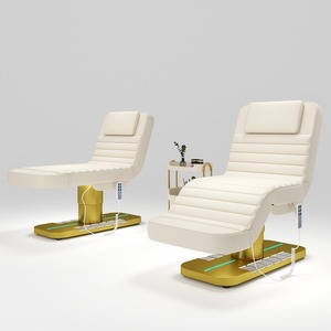 Table de massage électrique moderne de luxe en cuir blanc pour salon de beauté, lit de cils incurvé avec 4 moteurs, vente en gros - Product Image 2