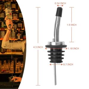 Wholesale Liquor <b>Bottle</b> Pourer Spouts Stainless Steel Speed Pour Spouts Olive Oil Dispenser Spout <b>with</b> <b>Flip</b> <b>Top</b>/Rubber Dust Caps - Product Image 2