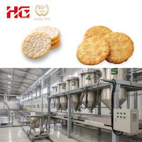 Chaîne de production de snacks de riz et de craquelins de riz entièrement automatique en acier inoxydable de marque HG, 380V, haute capacité, 5000 gâteaux de riz neige