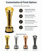 Trophée métallique haut de gamme prêt à l'emploi, sans frais de configuration, gravure laser, impression sérigraphique pour événements sportifs et remises de diplômes