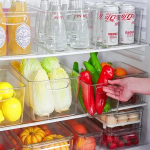 4 Packungen Transparenter Kühlschrank Vorrats behälter Haustier Kunststoff Kühlschrank Organizer Küche Kühlschrank Organizer Set