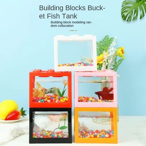 Groothandel Milieuvriendelijk Mini Desktop <span class=keywords><strong>Betta</strong></span> Aquarium Goudvis Aquarium Vierkante Bouwsteen Decoratieve Aquaria Accessoires - Product Image 3