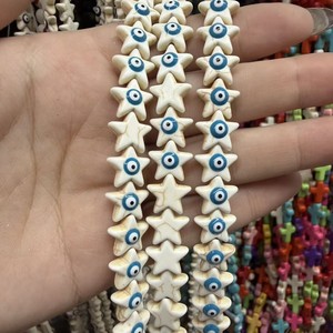 Contas Soltas de Imitação de Turquesa em Formato de Pentagrama com Olho Grego e Gota de Óleo, Acessórios para Colares e Fabricação de Joias - Product Image 4