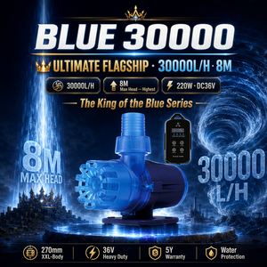 Pompe à eau submersible ZKSJ DC 36V <span class=keywords><strong>XXL</strong></span> bleue 30000L/H 8M Garantie 5 ans Sans balais Silencieuse Écologique Durable 50W ABS pour aquarium - Product Image 1
