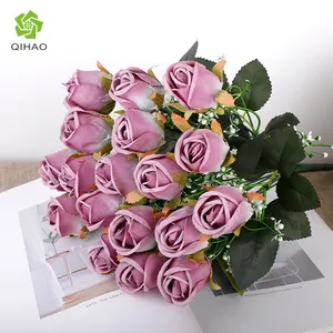 Artificial 18 heads rose bud bouquet for Valentine's Day Wedding Hot sale rose flower Artificial red rose flowers bud bouquet