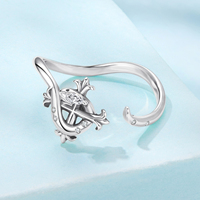 Bague ouverte en argent sterling 925 BAGREER, sertie de zircone cubique, argent oxydé, bijoux pour femmes SCR1136-E, motif serpent irisé, pour un usage quotidien
