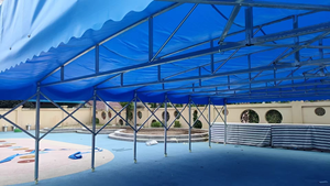 Toldo plegable móvil retráctil de empuje para tienda de almacén con refuerzo de alambre de acero - Product Image 2