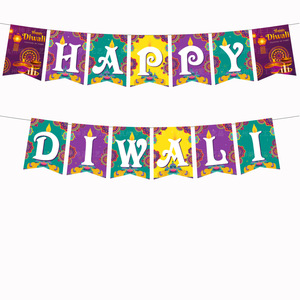 DAMAI Indian Diwali Festival Party <b>Decoration</b> Set Happy Diwali Banner Latex <b>Balloons</b> Cake Toppers Party Supplies - Product Image 2