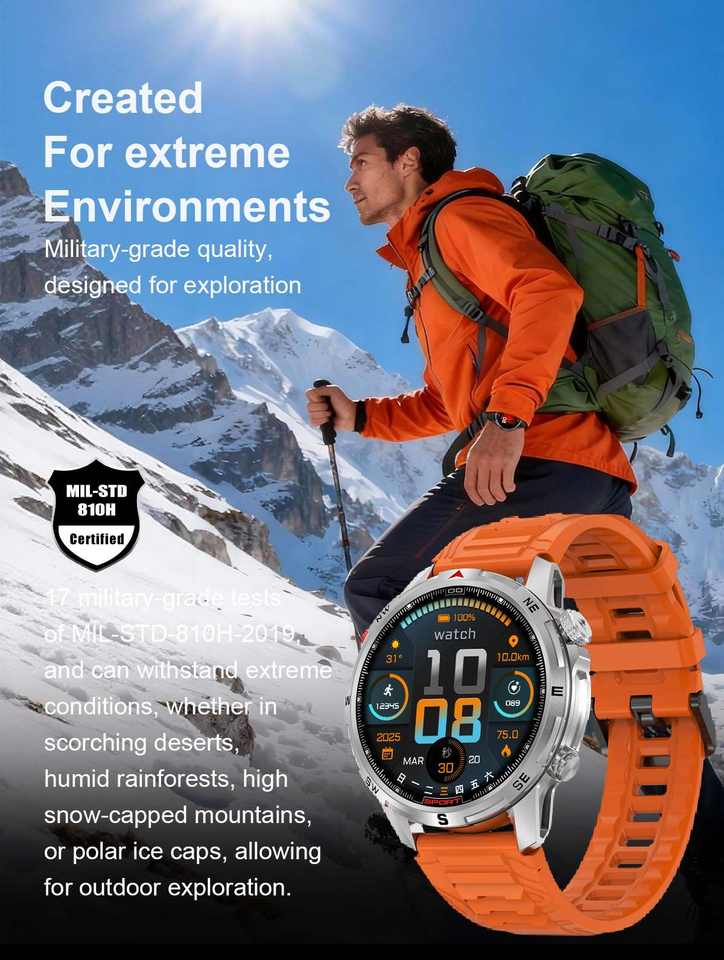 Outdoor 5ATM Waterproof DT G10 Smart Watch Offline Maps 1.43