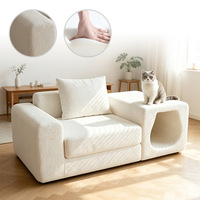 Sofá Cama en Forma de L de Terciopelo, Moderno y Minimalista, Individual, Multifuncional, Todo en Uno, para Personas y Mascotas, con Esponja