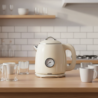 Nouvelle conception Bouilloire électrique en acier inoxydable à double paroi 1,5 L avec arrêt automatique et protection anti-chauffe à sec pour la maison et l'hôtel