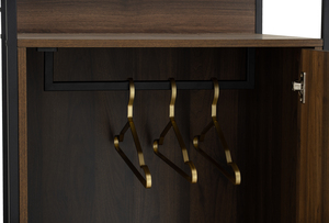 Compact Industrial CAPRI Open Wardrobe with Door Walnut Finish Metal Frame Storage for Small Space and Guest Room Closet - Product Image 6