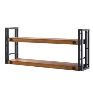 Modern Small Industrial Bookshelf for Living Room/Bedroom <b>Wood</b> Metal Rustic Oak 2 Shelf <b>Bookcase</b> and Book Shelves - Product Image 5