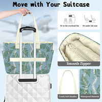 Sac de plage imperméable multifonctionnel avec poignée souple et impression personnalisée de fougère bleue hawaïenne, sac de shopping à fermeture éclair