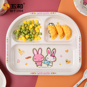 Childrens Tableware Set Melamine Bpa Free Cute Rabbit Design For 2-4 Years Kids Feeding Bowl Tray Spoon Cup - Product Image 2