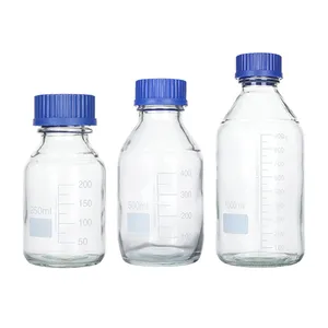 Laboratory High Borosilicate Storage Bottles Glass Reagent Bottle With Blue GL45 Screw Cap