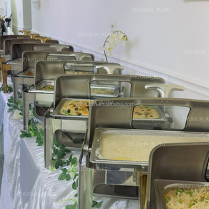 Màu Đen Sang Trọng Đám Cưới Phục Vụ Ấm Hơn Bóng Rổ Hình Dạng chafing Món Ăn Thiết Lập 8L Thép Không Gỉ Tự Chọn Với Nhiên Liệu Sưởi Ấm Treo Nắp - Product Image 6