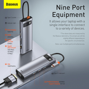 Estación de acoplamiento <span class=keywords><strong>HUB</strong></span> tipo C multifuncional 9 en 1 serie Metal Gleam - Product Image 2