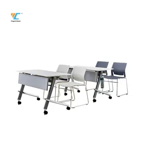 회의실 용 접이식 트레이닝 테이블과 의자 조합 다기능 모바일 롱 데스크 독서실