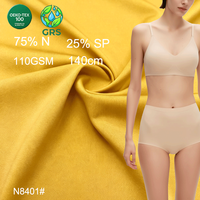 Tissu en nylon recyclé et élasthanne ultra léger 110 GSM 140 cm OEKO-TEX, respirant, brossé, jersey double face pour lingerie et culottes