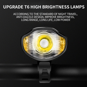 Lampe de <span class=keywords><strong>vélo</strong></span> de montagne à chargement USB, <span class=keywords><strong>klaxon</strong></span> LED T6 et ordinateur sans fil, étanche IPX4, 4 modes pour la sécurité en conduite nocturne - Product Image 4