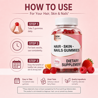 Gummies vitaminés pour adultes : Cheveux sains, peau éclatante, ongles plus forts, soutien à la vitamine C, forme personnalisée, 60 unités, OEM HALAL