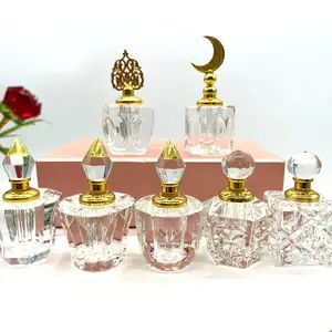 Exquisite Promotional Gift Clear Gold Color Perfume Bottle Crystal Cheap Crystal Glass Perfume Bottle